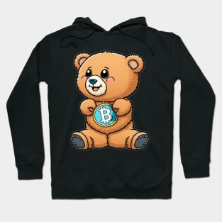 Cartoon Teddy Bear with a Bitcoin Coin Hoodie